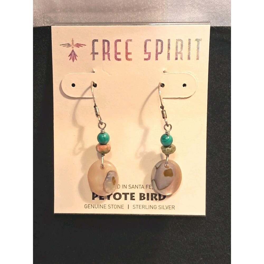 NWT Peyote Bird Mother Of Pearl Shell Ovals 1.5" Drop Earrings Sterling Silver
